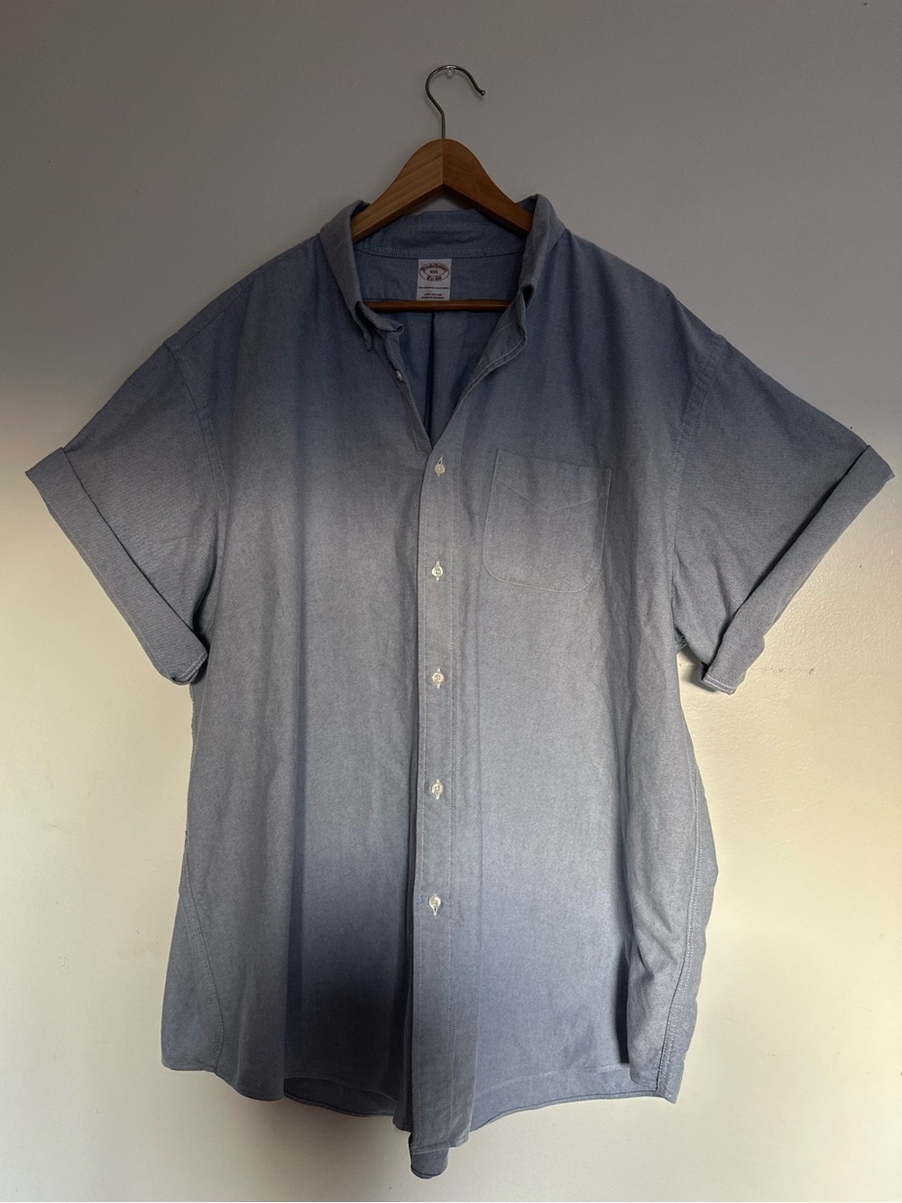Brooks Brothers Blue Cotton Short Sleeve Oxford Shirt XXL Slim Original Polo